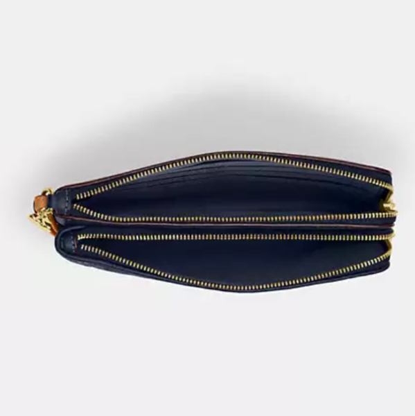 Coach Double Zip Phone Wallet Blue Signature Denim CZ321
