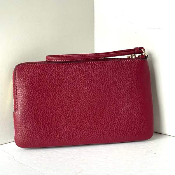 Coach Double Zip Phone Wallet Cherry Print Signature Canvas