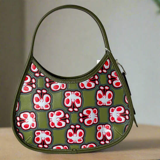 美品　Vintage Coach Ergo Shoulder Bag Olive Coach Ergo Bag Crinkle Patent Olive CQ003 Coachtopia Leather
