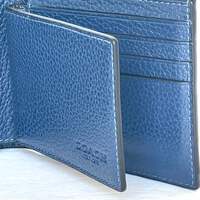 Coach Wallet 3 In 1 Mens Large Blue Leather Billfold ID 2