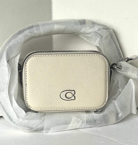 Coach Mini Crossbody Pouch White Crossgrain Leather CP271