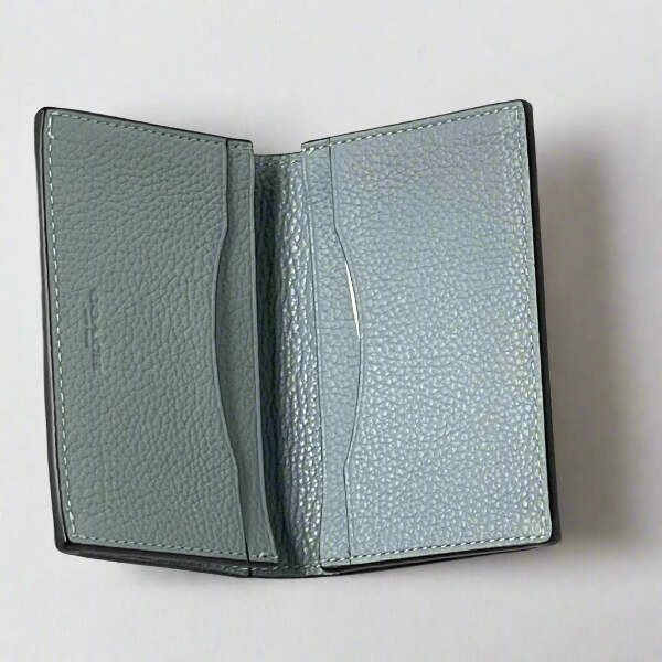 Coach CS476 Bifold Card Case Mens Gray Pebbled Leather Slim Wallet