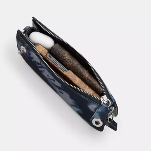 Coach Penn Shoulder Bag Y2K Blue Tie Dye Leather Small Clutch