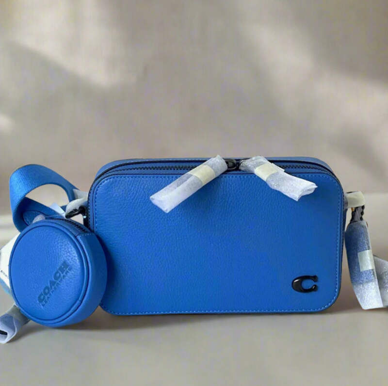 Coach Charter Slim Crossbody Bag Blueberry Pebbled Leather CC070