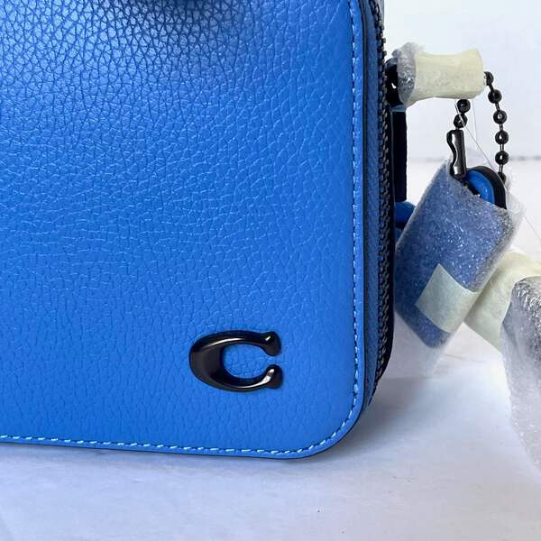 Coach Charter Slim Crossbody Bag Blueberry Pebbled Leather CC070