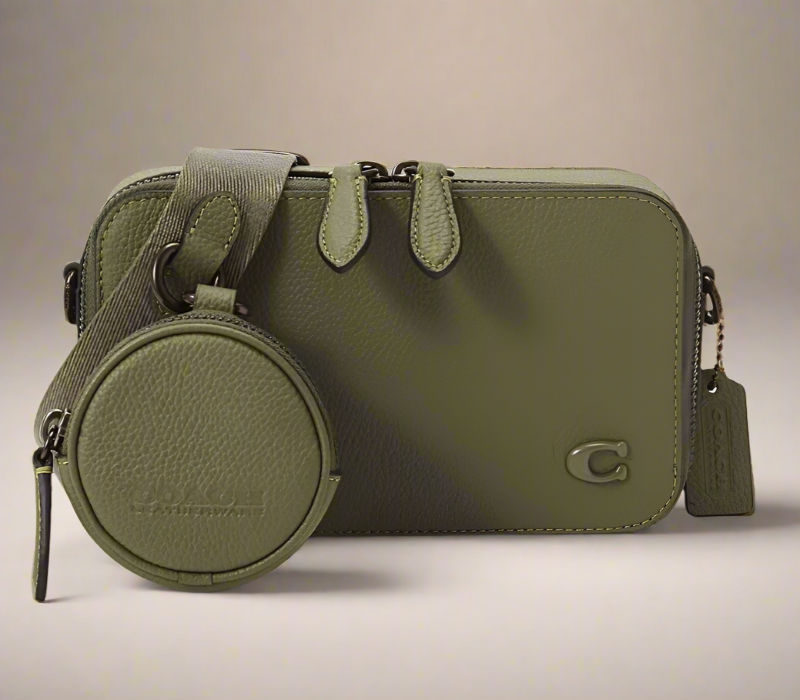 【30％OFF】 Coach Charter Slim Crossbody Bag Moss Pebbled Leather Round スノーボード