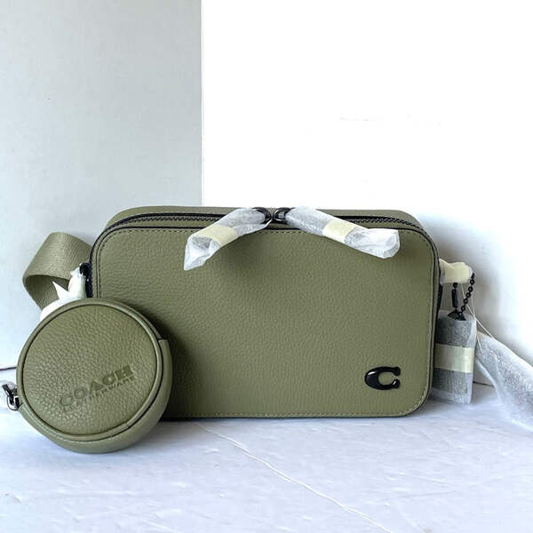 Coach Charter Slim Crossbody Bag Moss Pebbled Leather Round