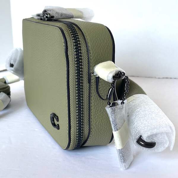 Coach Charter Slim Crossbody Bag Moss Pebbled Leather Round