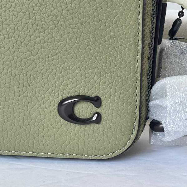 Coach Charter Slim Crossbody Bag Moss Pebbled Leather Round