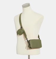 【2025年製 新品】 Coach Charter Round Leather Pebbled Moss Bag Crossbody Slim ハンドバッグ