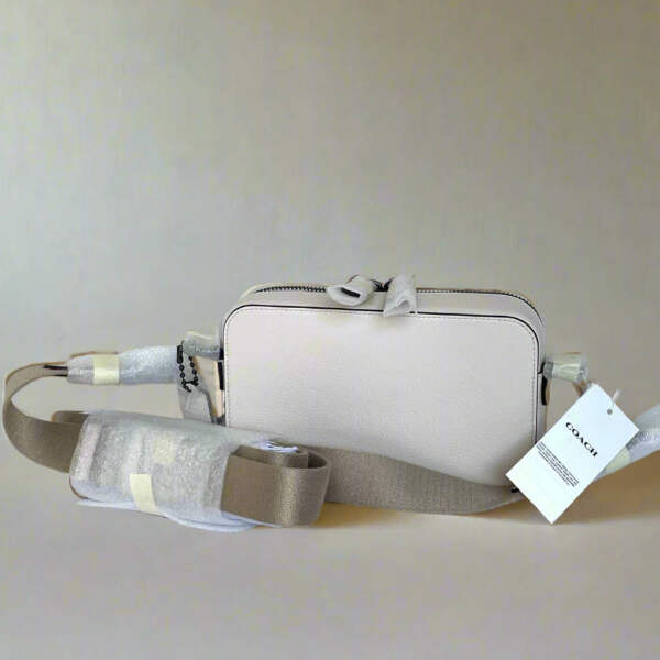 Coach Charter Slim Crossbody Bag White Leather Round Pouch