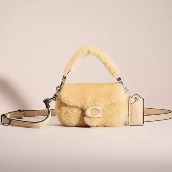 Coach Mini Tabby Bag 12 Shearling CQ168 Leather Cream