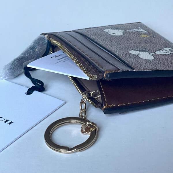 Coach X Peanuts 2025 Mini Skinny Id Case Snoopy CBT14 Brown