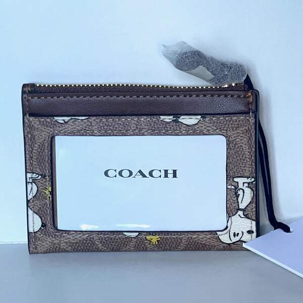 【Coach X Peanuts】MINI SKINNY IDケース CBT14 Coach Coach X Peanuts Mini Skinny Id Case In Signature
