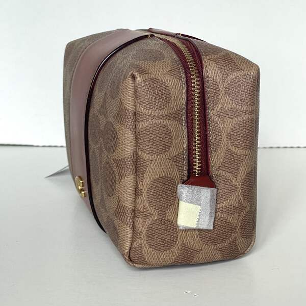 Coach Essential Cosmetic Travel Pouch Brown Leather Canvas CR514