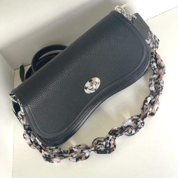 Coach Wavy Dinky Shoulder Bag CK113 Black Coachtopia Leather