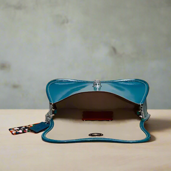 Coach Coachtopia Wavy Dinky CQ056 Patent Leather Blue Turquoise
