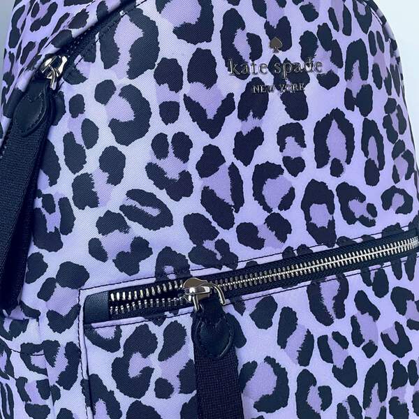 Kate Spade Chelsea Spotted Leopard Nylon Backpack Medium Violet