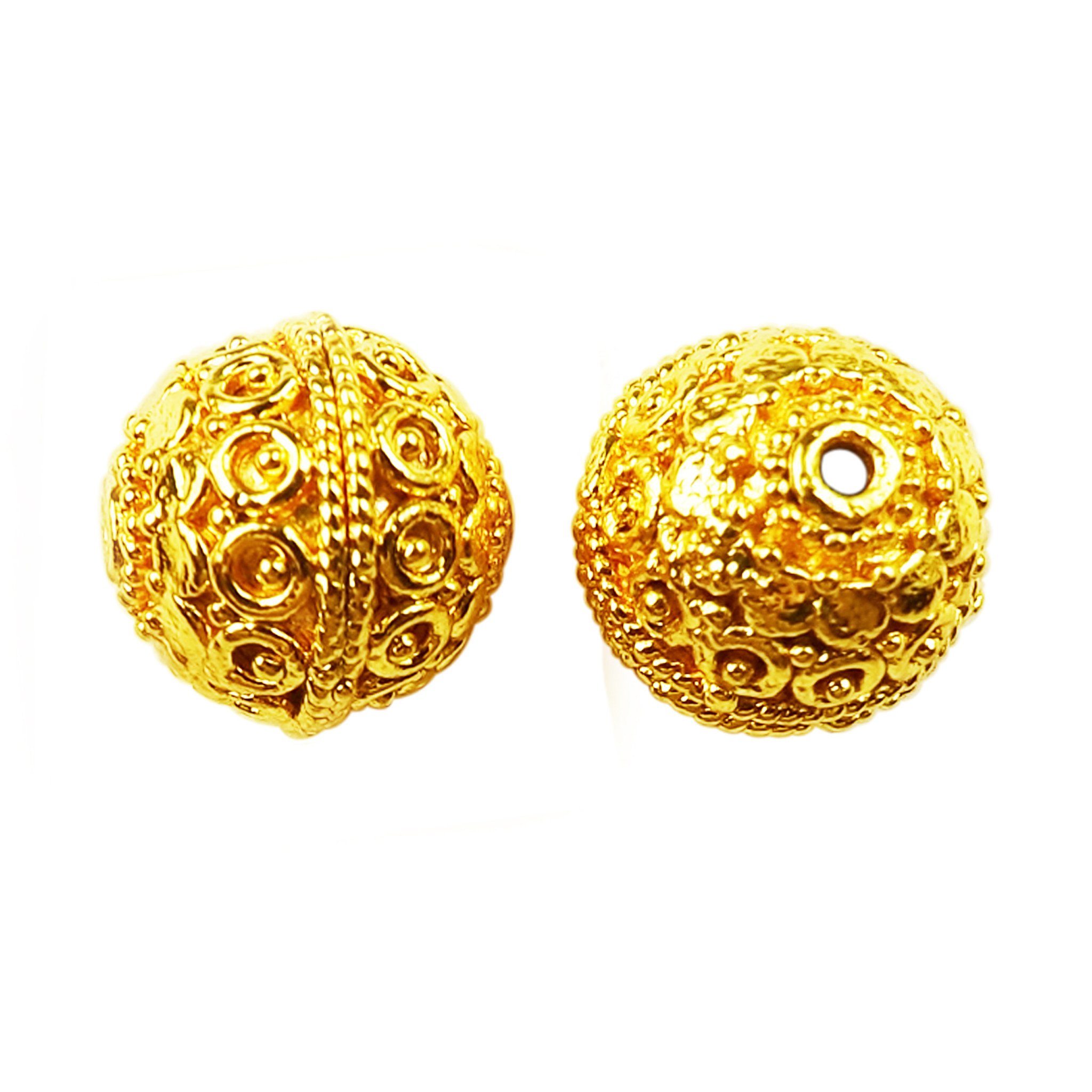 4 PCS 14MM BALI BEAD 18K GOLD PLATED 21 PC137