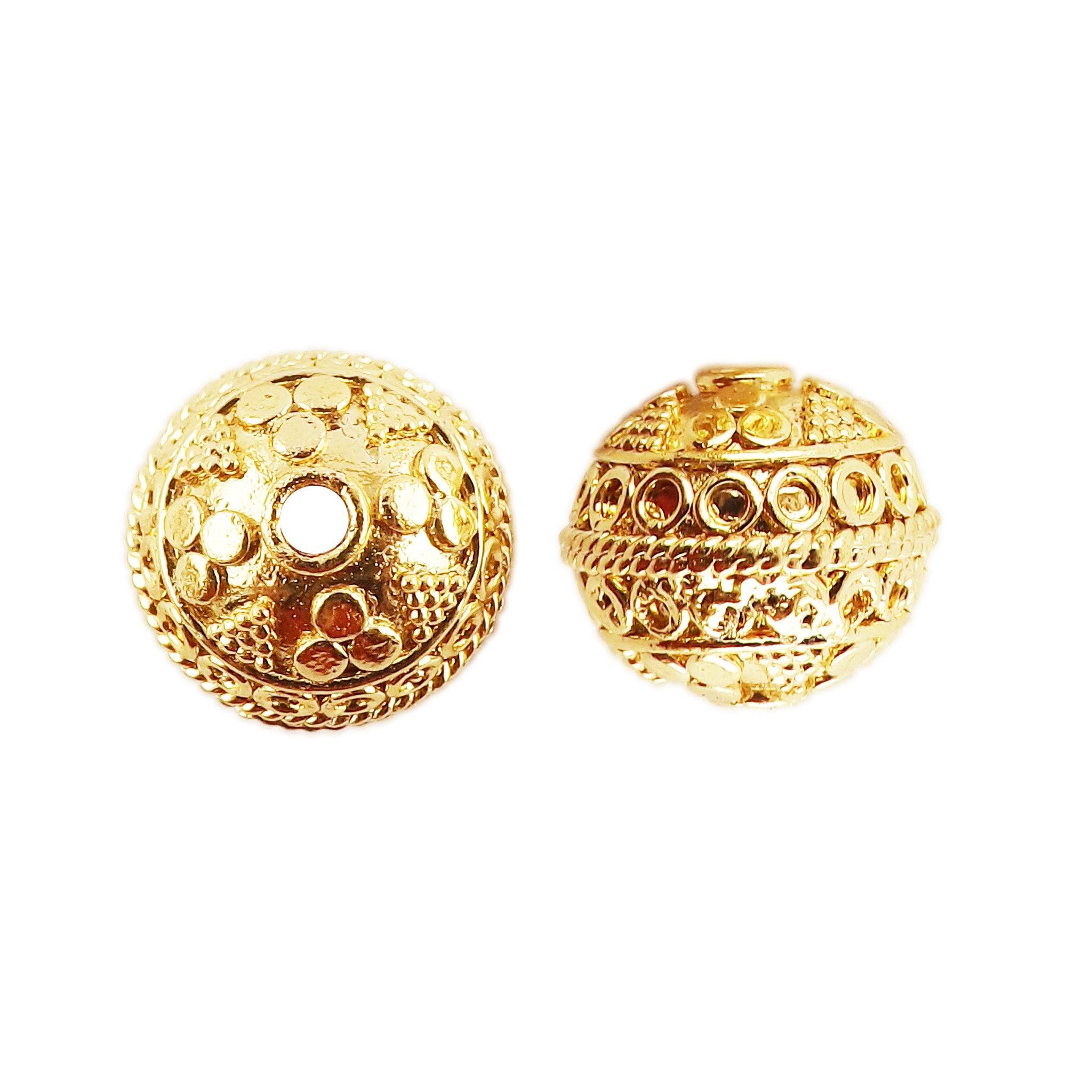 ANTIQUE STERLING SILVER PLATED 18K GOLD PLATED COPPER BALI BEAD 8MM 10MM 12MM 24