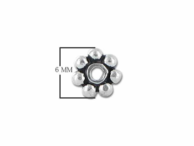 Silver Overlay Daisy Bead Spacer Without Oxidised SSF-101-6MM