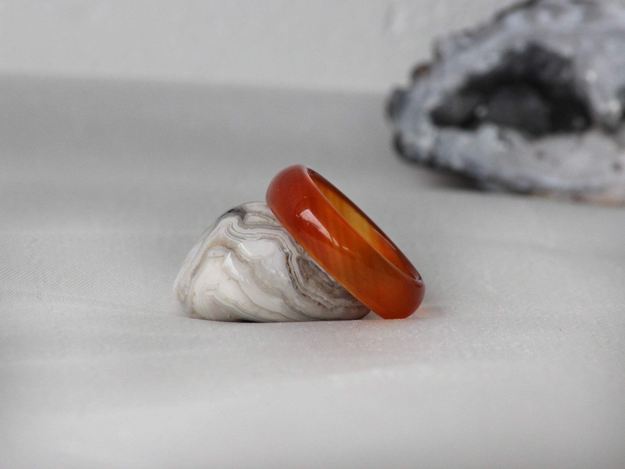 Beautifully Coloured Agate Stone Rings - Bild 18 von 25