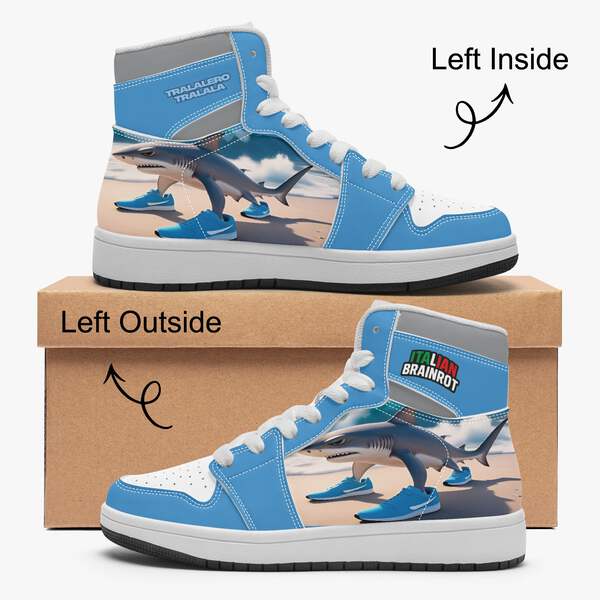 Kids Italian Brainrot Tralalero Tralala High-top Shoes | eBay
