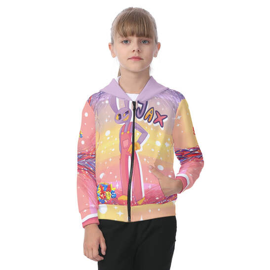 Kid's Amazing Digital Circus Jax Zip-up Hoodie With Patch