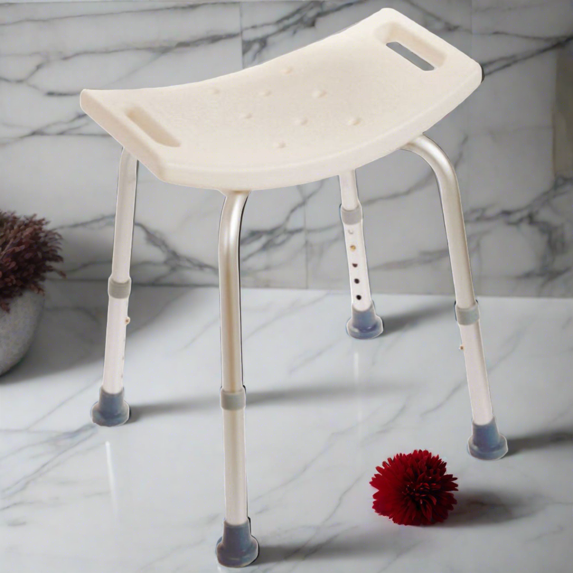 MOBB Bath Chair without Back, Aluminum, Adjustable, Mobility, 300 lbs, White - Picture 2 of 12