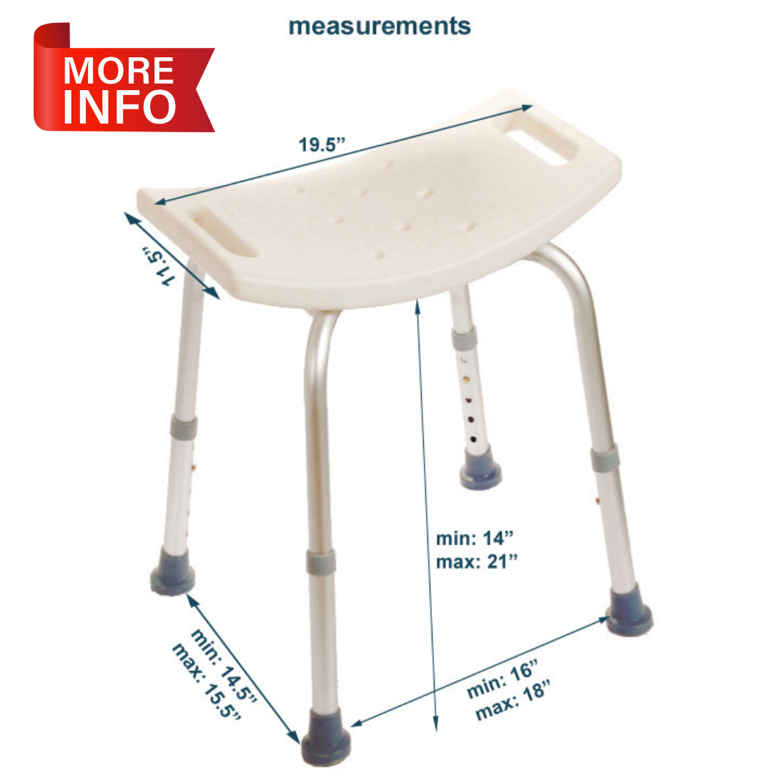 MOBB Bath Chair without Back, Aluminum, Adjustable, Mobility, 300 lbs, White - Picture 4 of 12