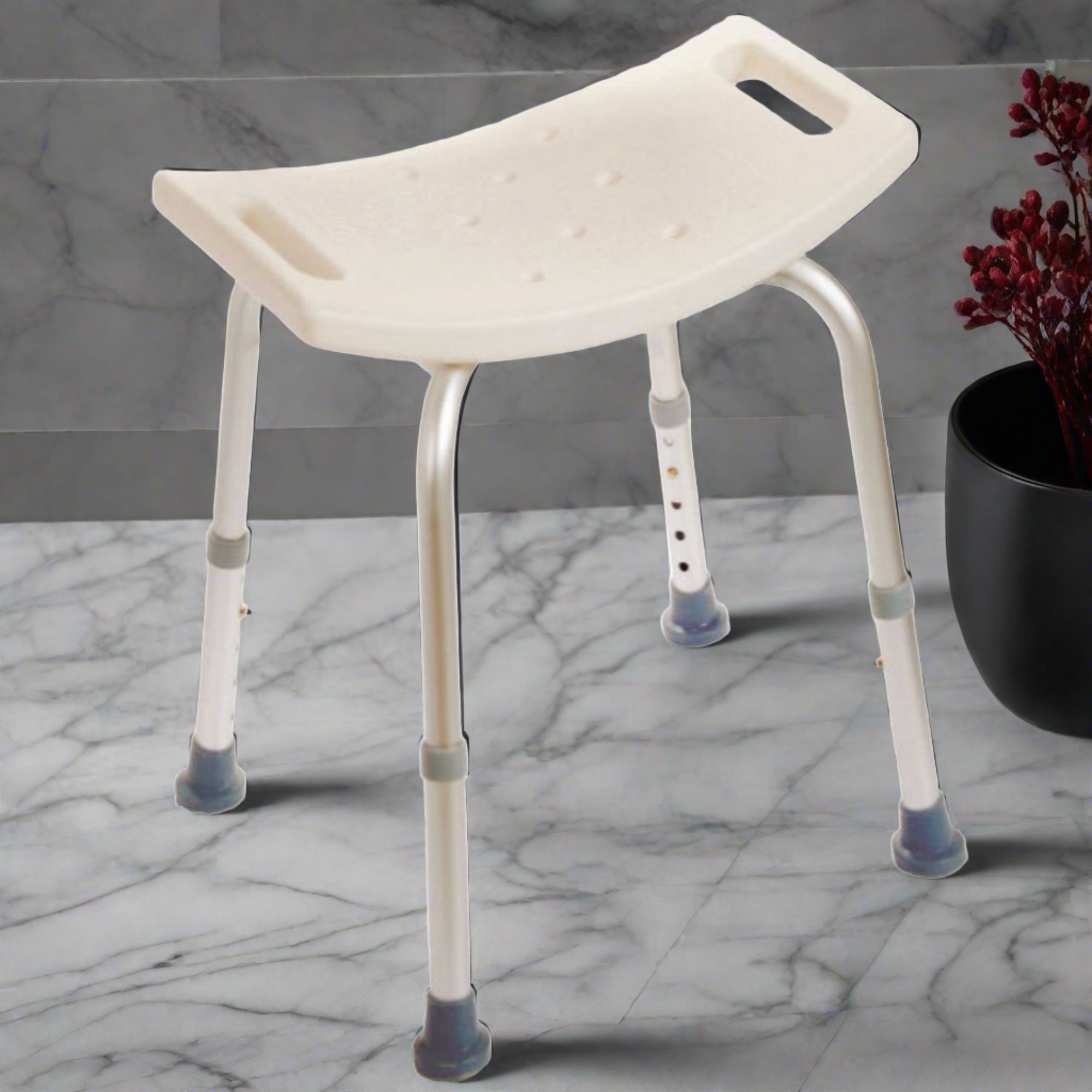 MOBB Bath Chair without Back, Aluminum, Adjustable, Mobility, 300 lbs, White - Picture 5 of 12