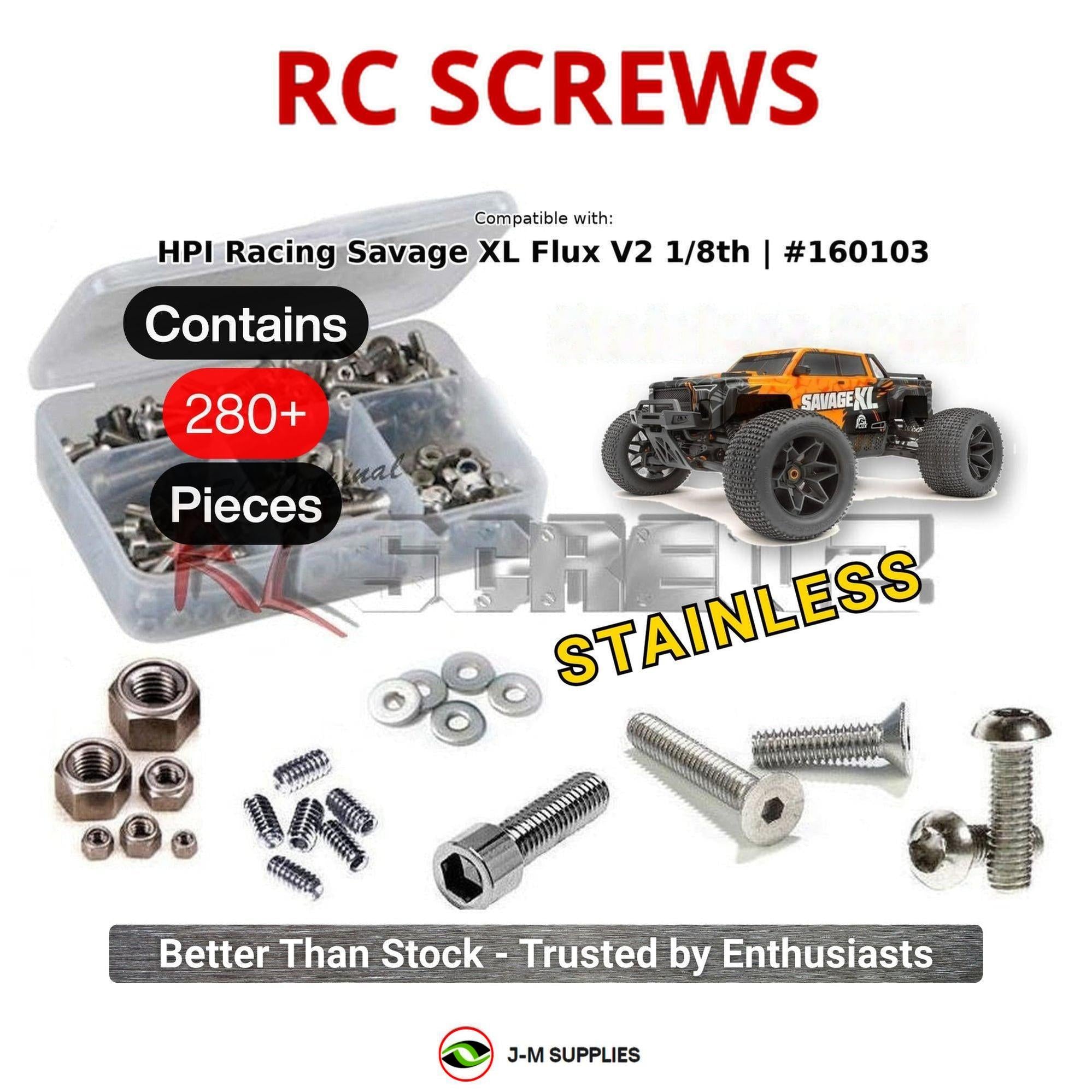 RCScrewZ Stainless Screw Kit hpi105 for HPI Savage XL FLUX V2 1/8 (160103) | KIT - Picture 1 of 12