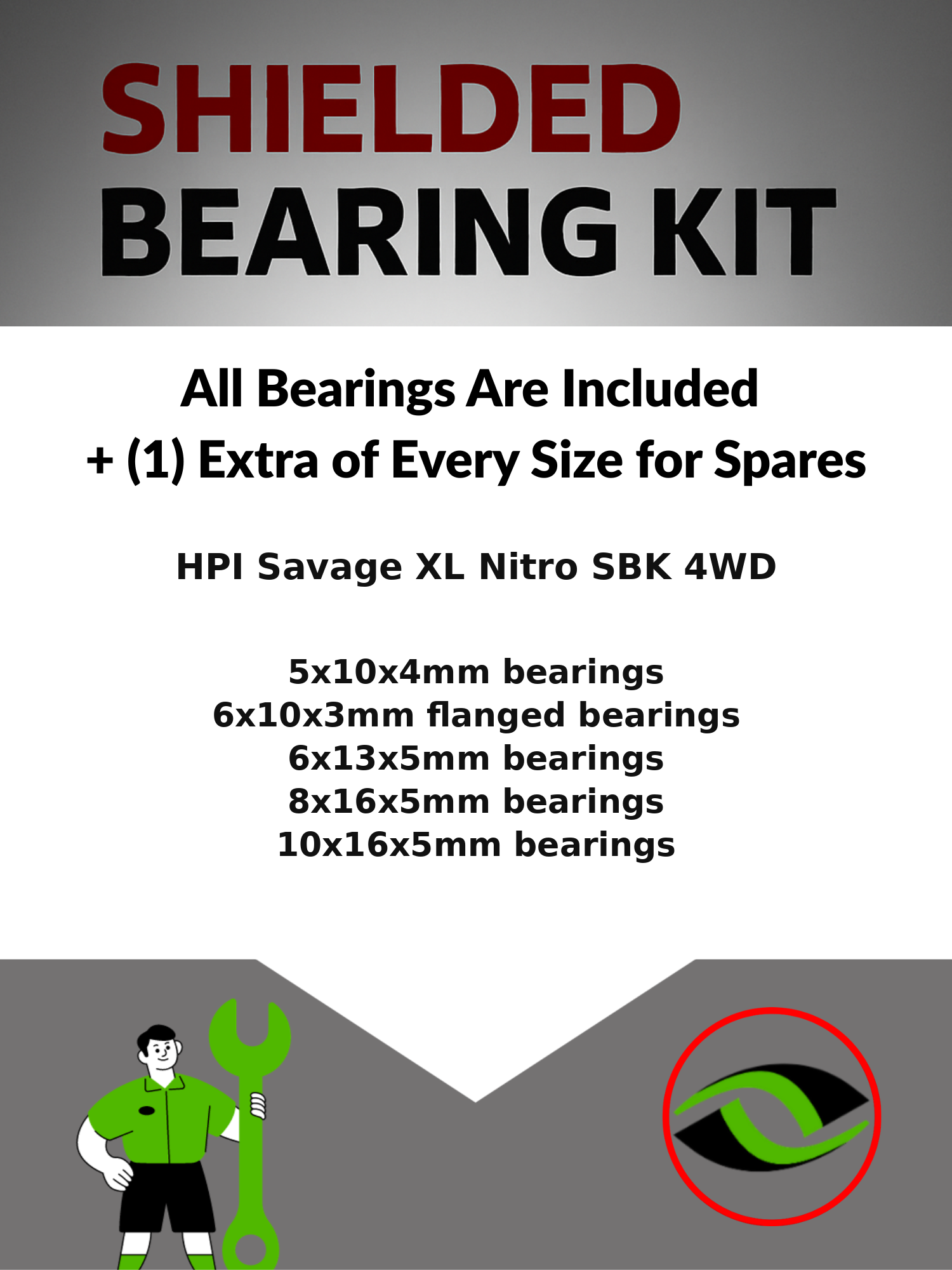 RCScrewZ Metal Shielded Bearings hpi109b for HPI Savage XL Nitro SBK 1/8 | KIT - Picture 2 of 12