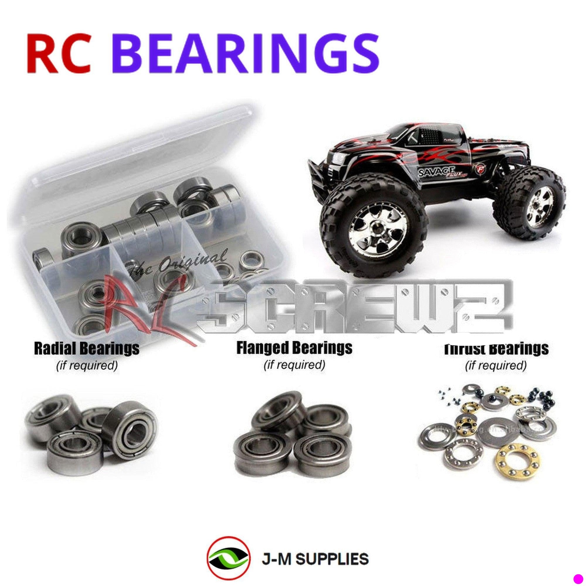 RCScrewZ Metal Shielded Bearing Kit hpi048b for HPI Racing Savage Flux 1/8th - Picture 1 of 12