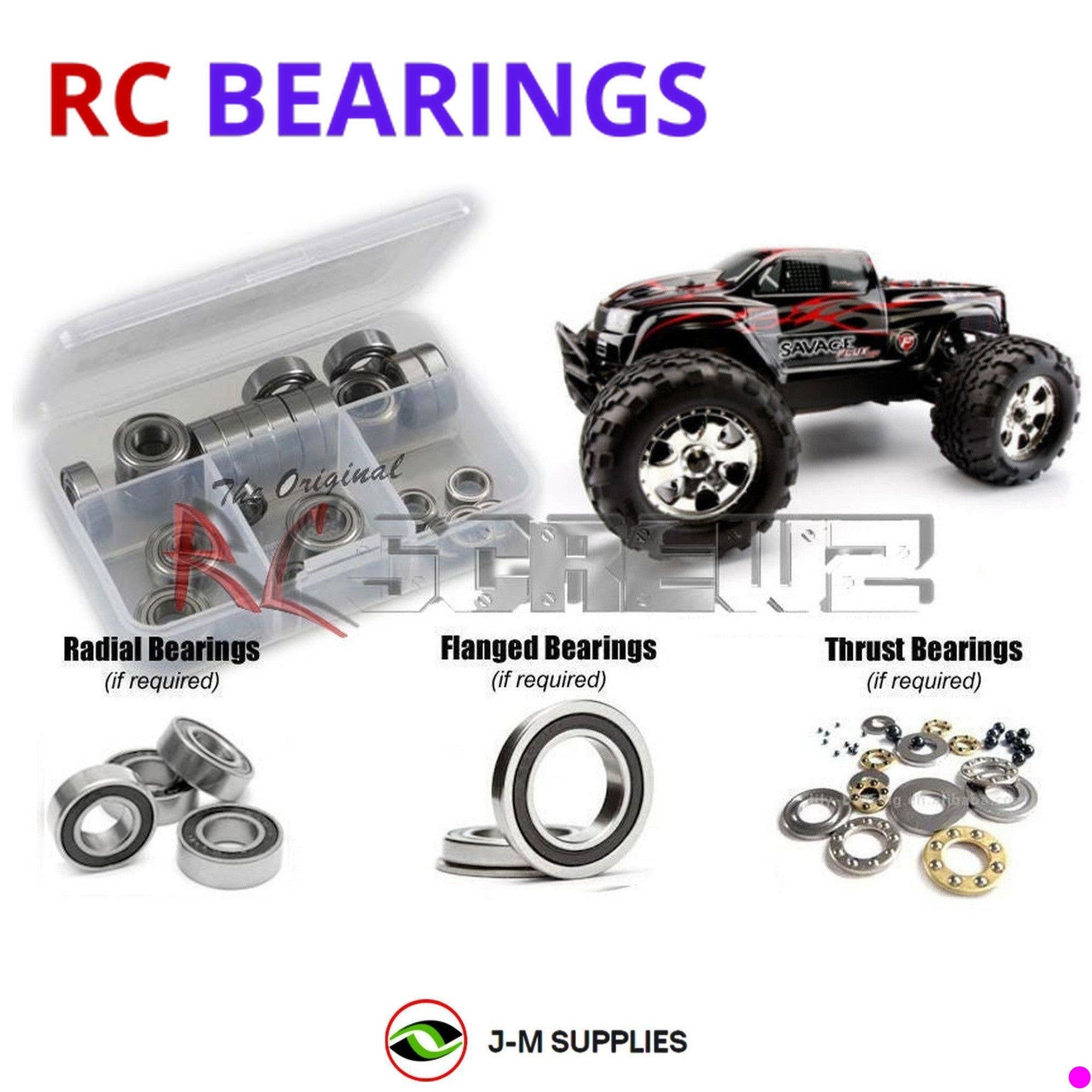 RCScrewZ Rubber Shielded Bearing Kit hpi048r for HPI Racing Savage Flux 1/8th - Picture 1 of 12