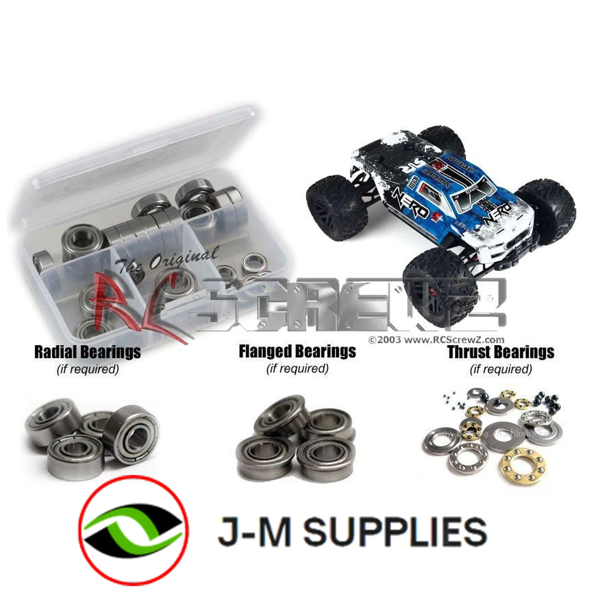 RCScrewZ Metal Shielded Bearing Kit arrm012b for Arrma RC Nero Monster - Picture 1 of 12