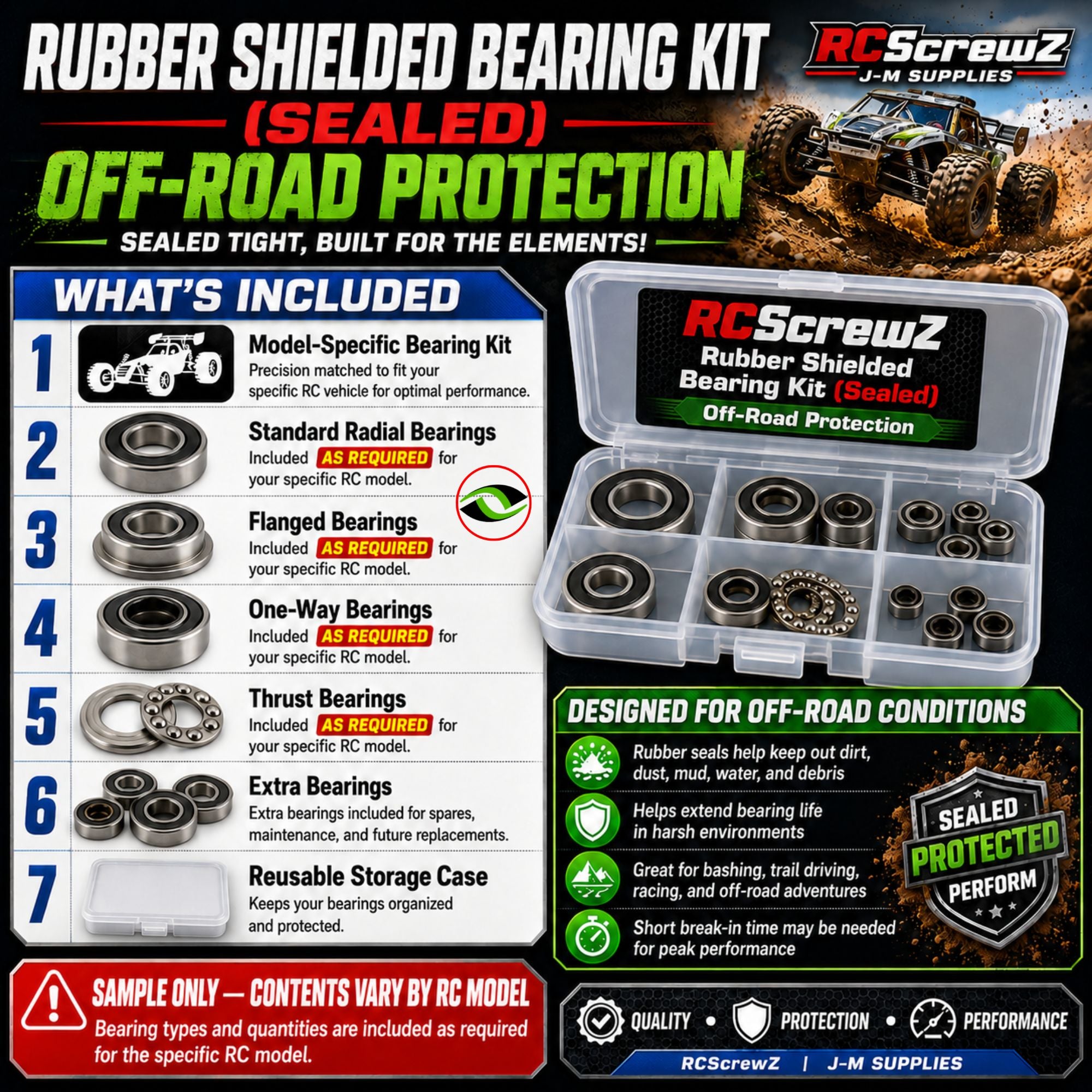 RCScrewZ Rubber Shielded Bearing ara082r for ARRMA Freedom Flyer GROM 1/16 | SET - Picture 6 of 12