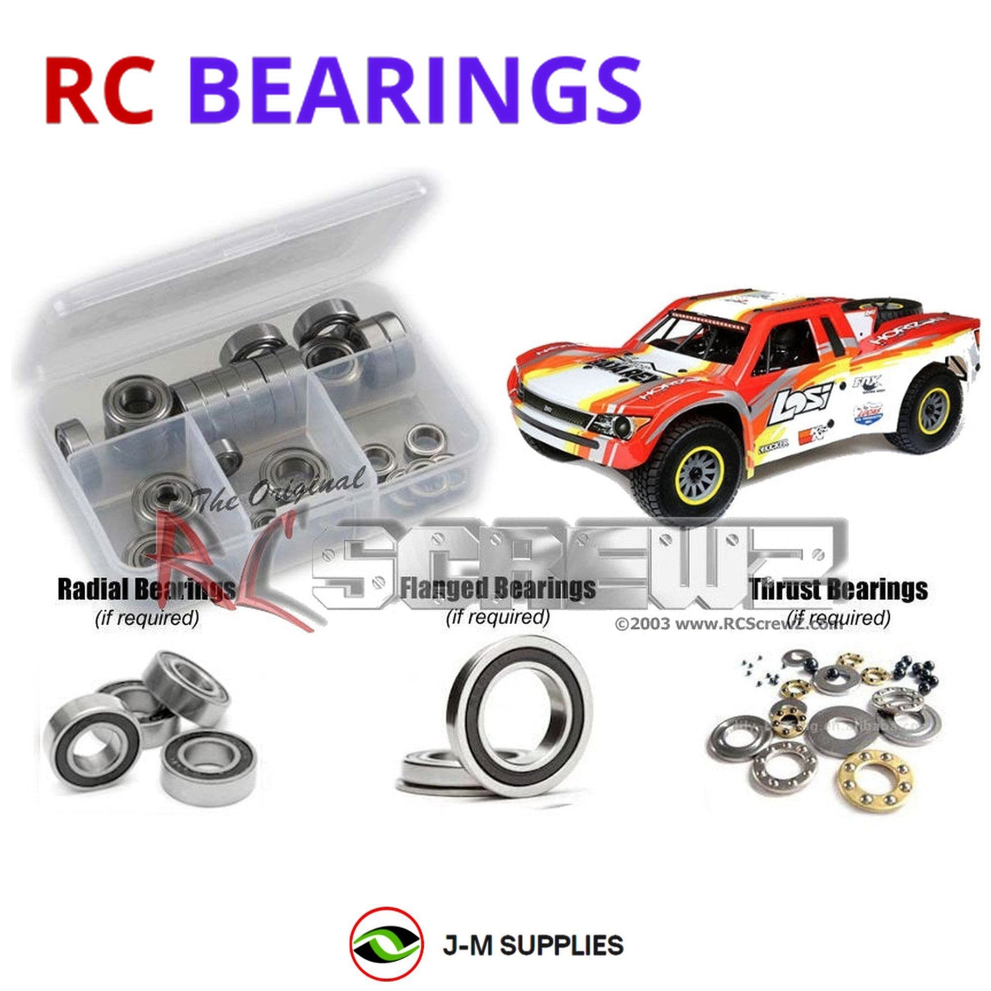 RCScrewZ Rubber Shielded Bearing Kit los102r for Losi Baja Rey 1/6th LOS05013 - Picture 1 of 12