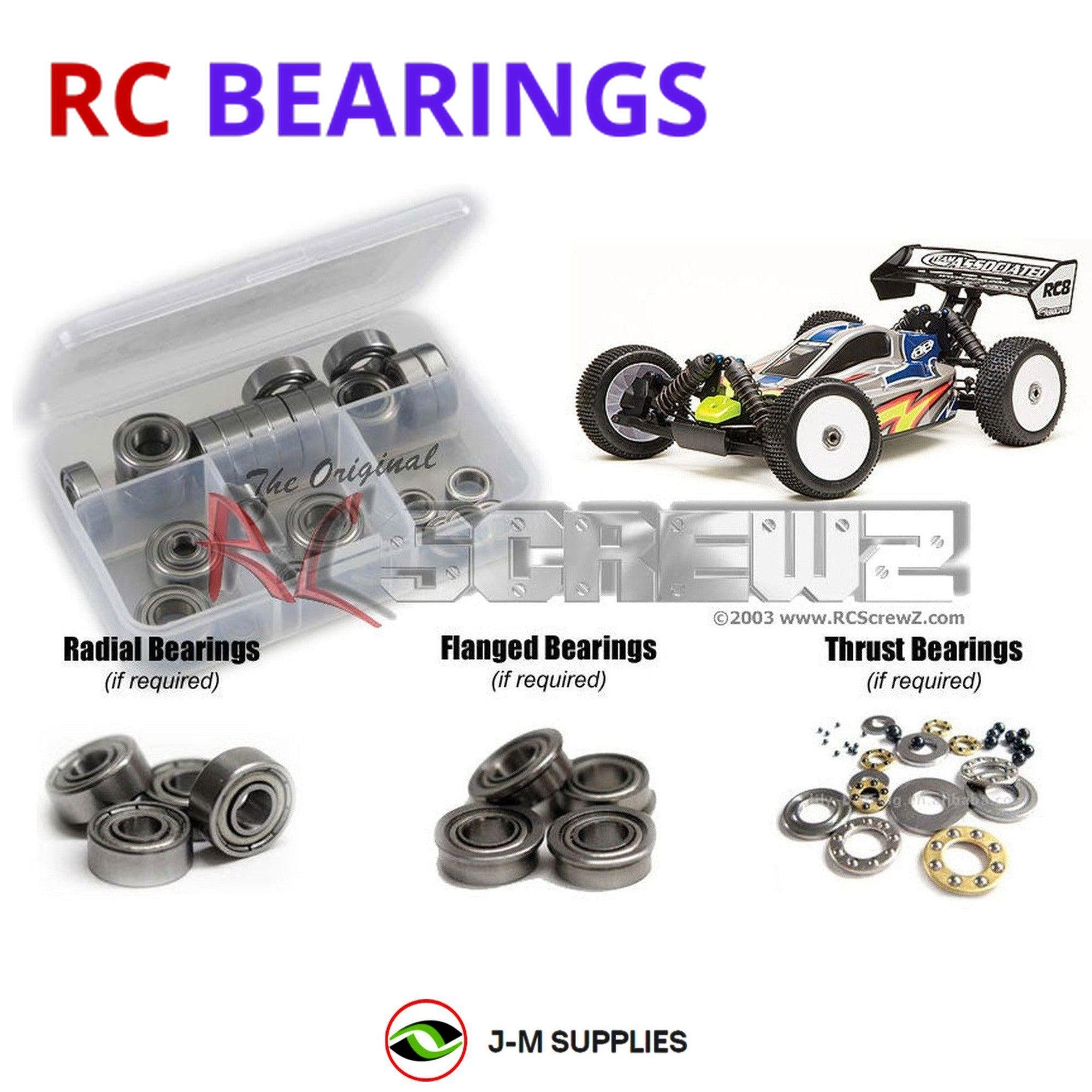 RCScrewZ Metal Shielded Bearing Kit ass035b for Associated RC8e Electric - Picture 1 of 12