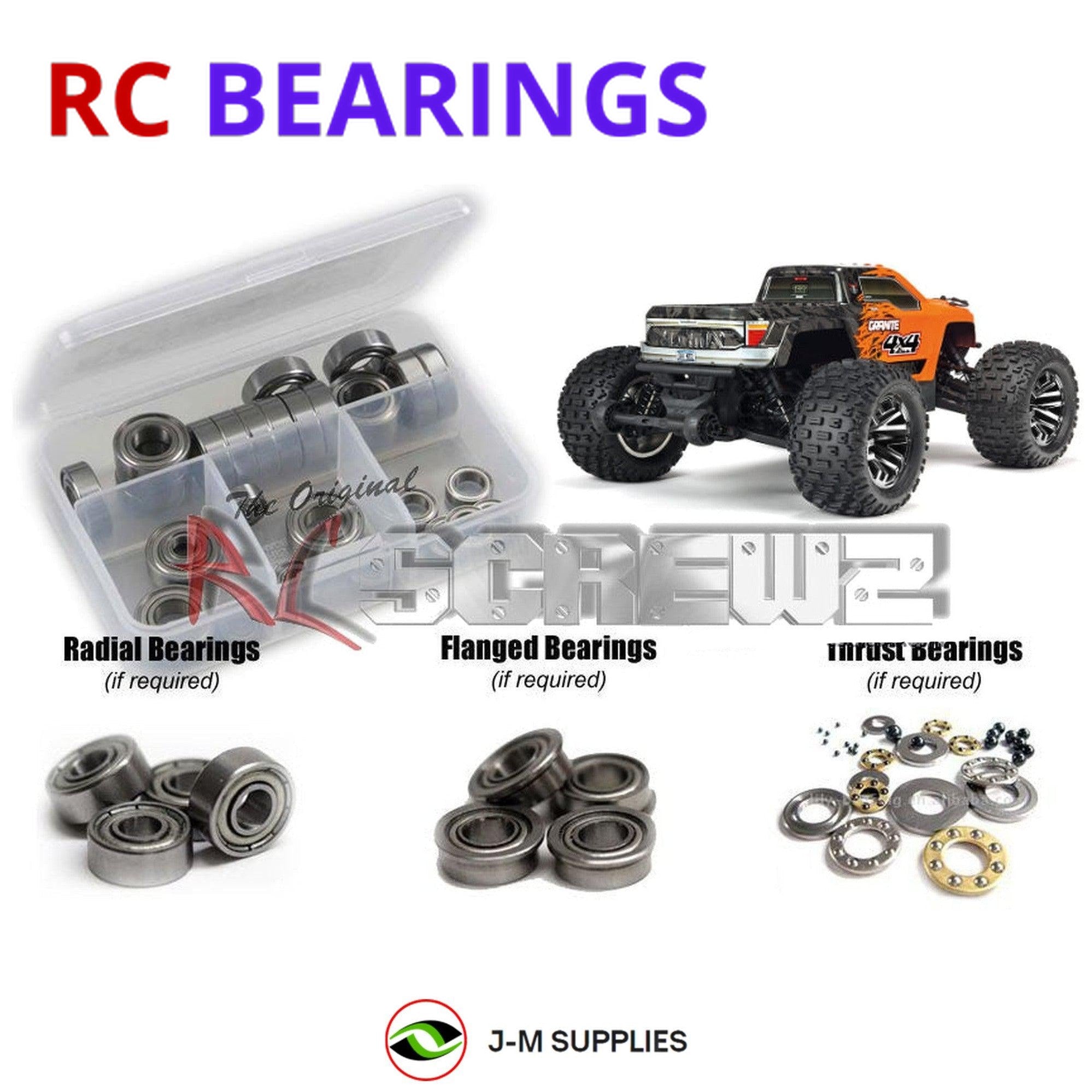 RCScrewZ Metal Shielded Bearing Kit ara032b for Arrma Granite 1/10 4x4 BLX 3s V2 - Picture 1 of 12