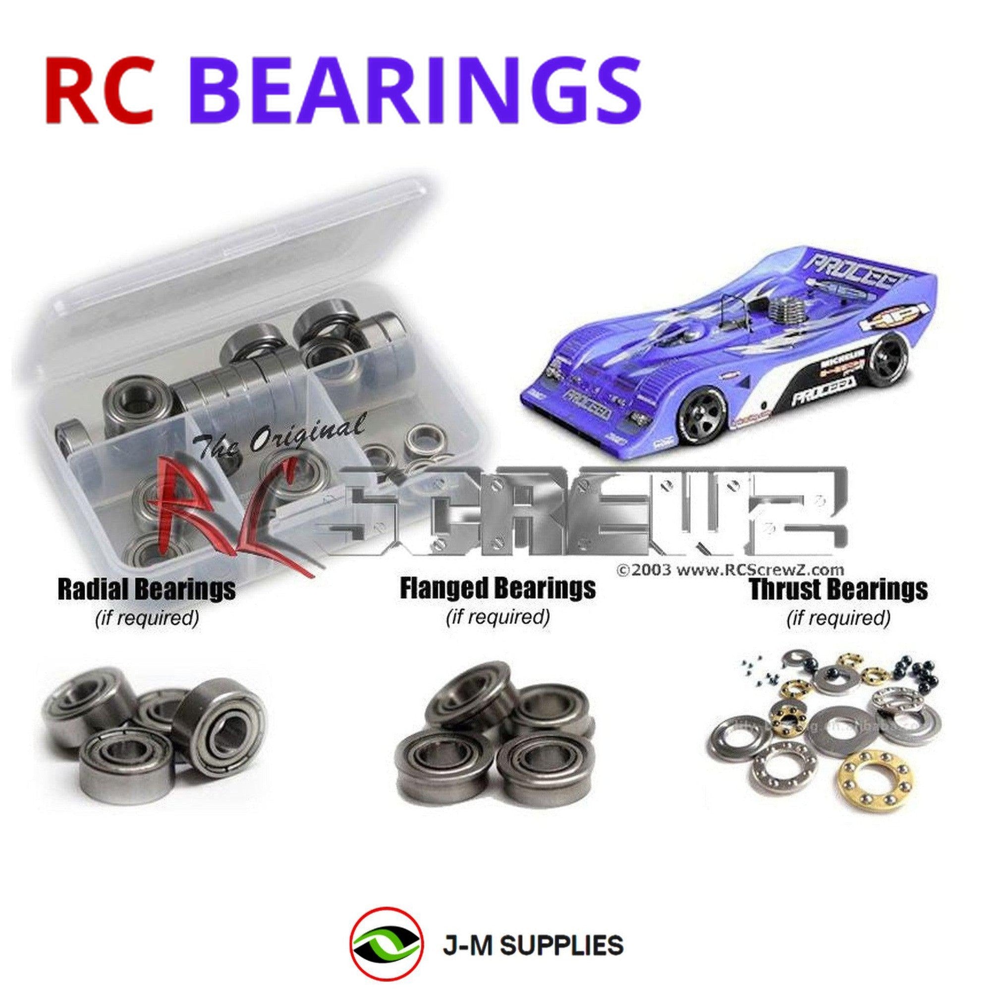 RCScrewZ Metal Shielded Bearing Kit hpi008b for HPI Racing Proceed 1/8 Onroad - Picture 1 of 12