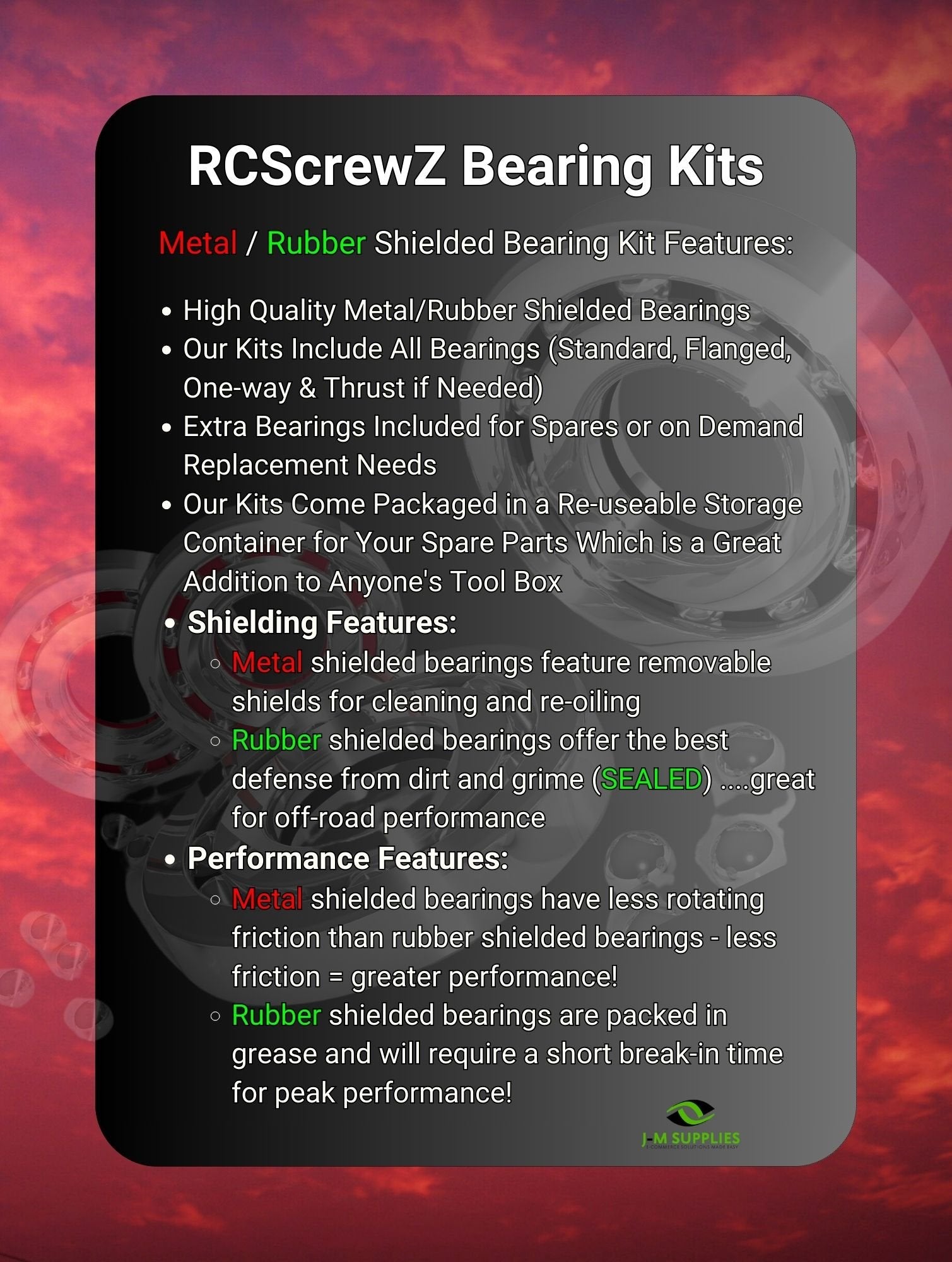 RCScrewZ Rubber Shielded Bearings cus013r for Custom Works Dominator 0941 | PRO - Picture 10 of 12