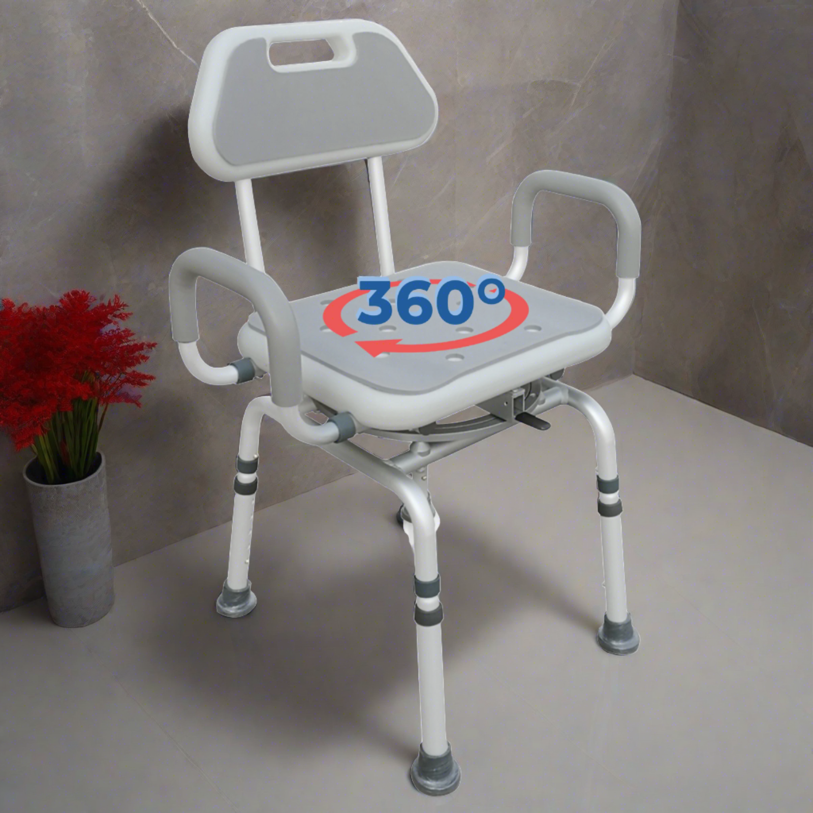 InnoEdge Swivel Shower Bath Chair 360° Rotation, Adjustable, Padded, 300lbs Cap - Picture 4 of 12