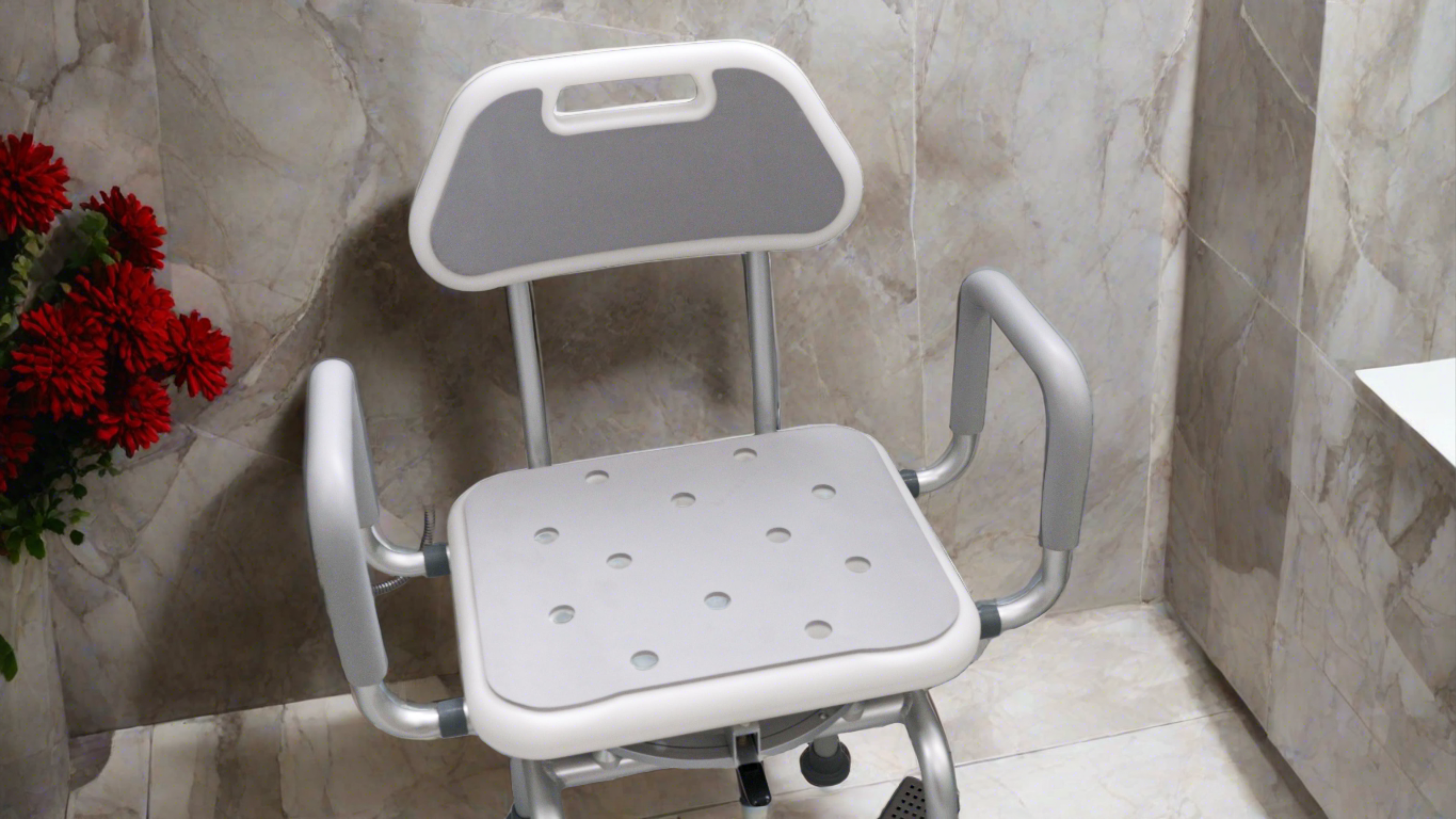 InnoEdge Swivel Shower Bath Chair 360° Rotation, Adjustable, Padded, 300lbs Cap - Picture 6 of 12