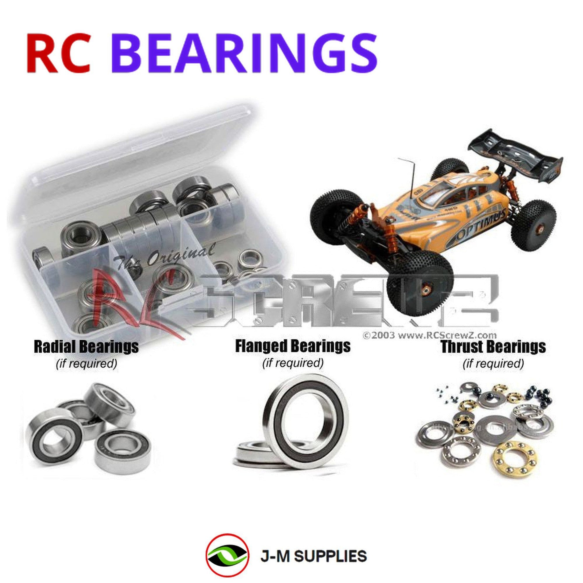 RCScrewZ Rubber Shielded Bearing Kit dhk003r for DHK Hobby Optimus "E" 1/8th - Picture 1 of 12