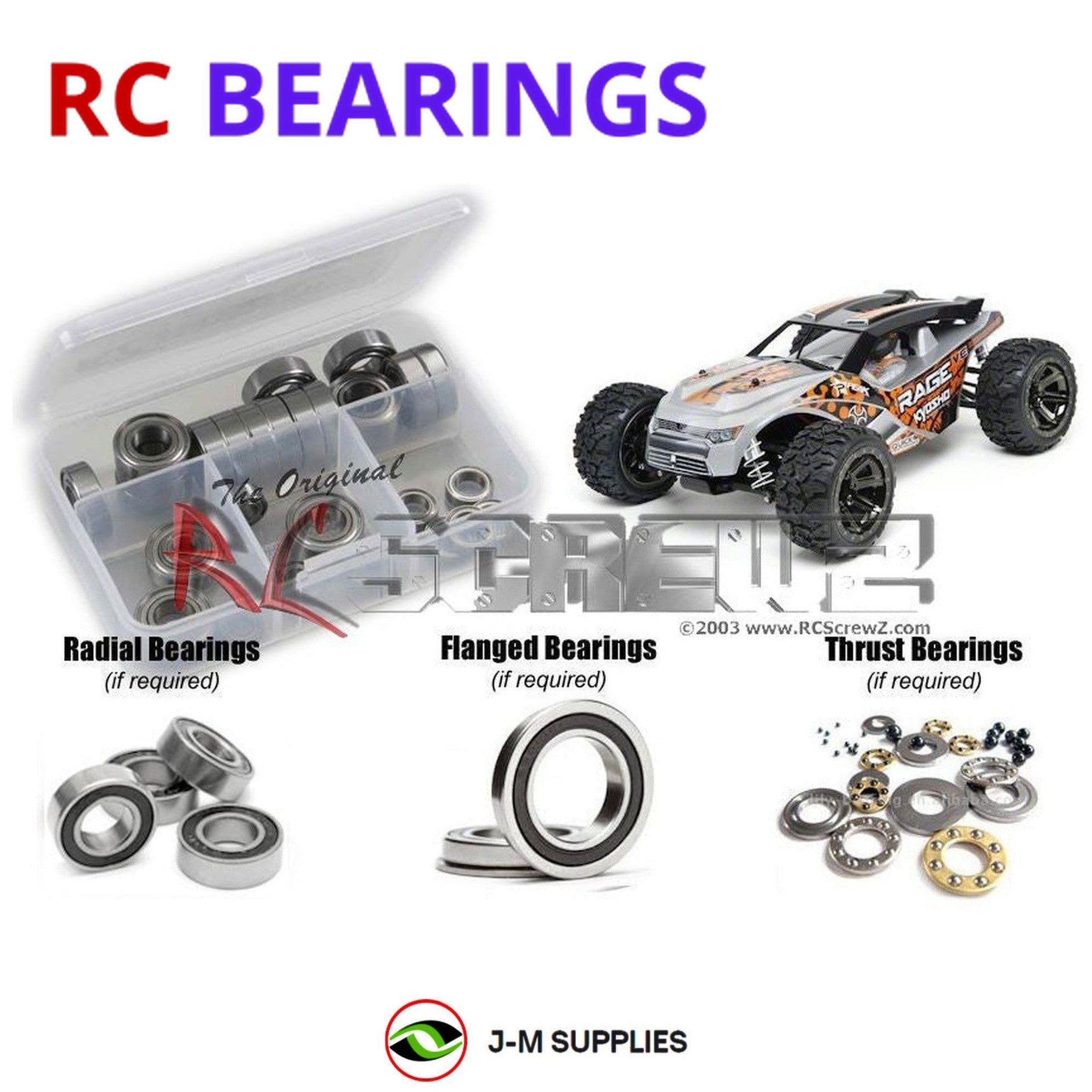 RCScrewZ Rubber Shielded Bearing Kit kyo164r for Kyosho Rage VE #30992T1B - Picture 1 of 12