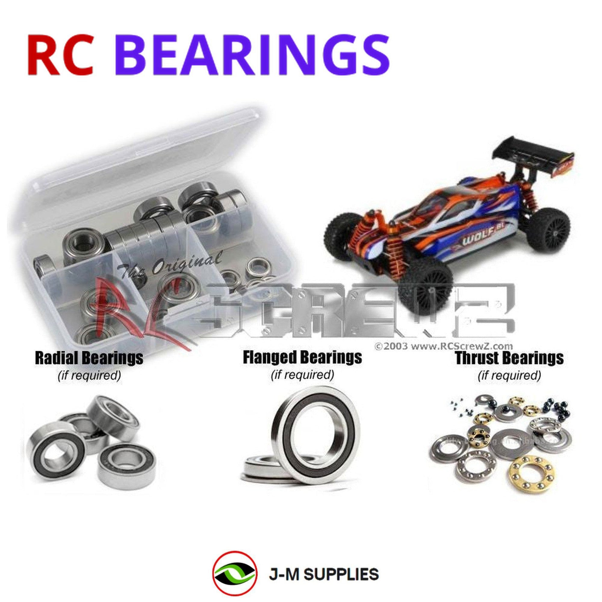 RCScrewZ Rubber Shielded Bearing Kit dhk007r for DHK Hobby Wolf BL 1/10th Buggy - Picture 1 of 12