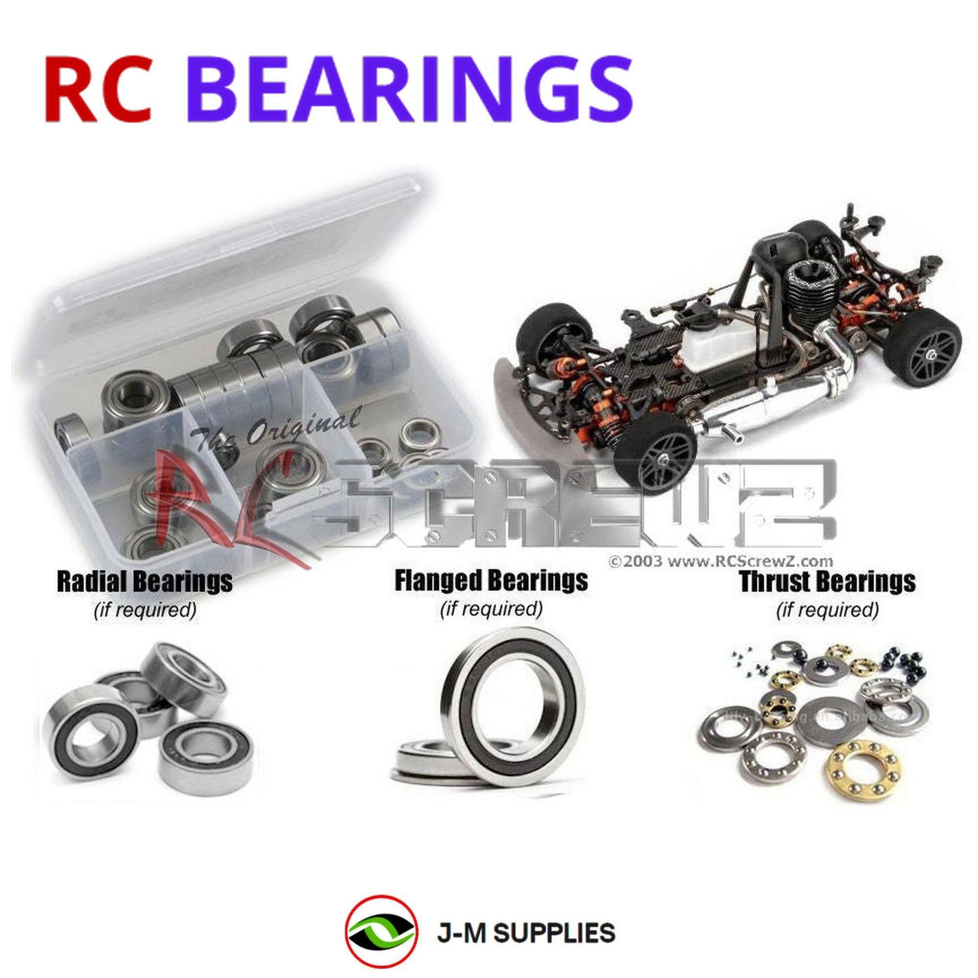 RCScrewZ Rubber Shielded Bearing Kit hot038r for HotBodies R10 Onroad 1/10th - Picture 1 of 12