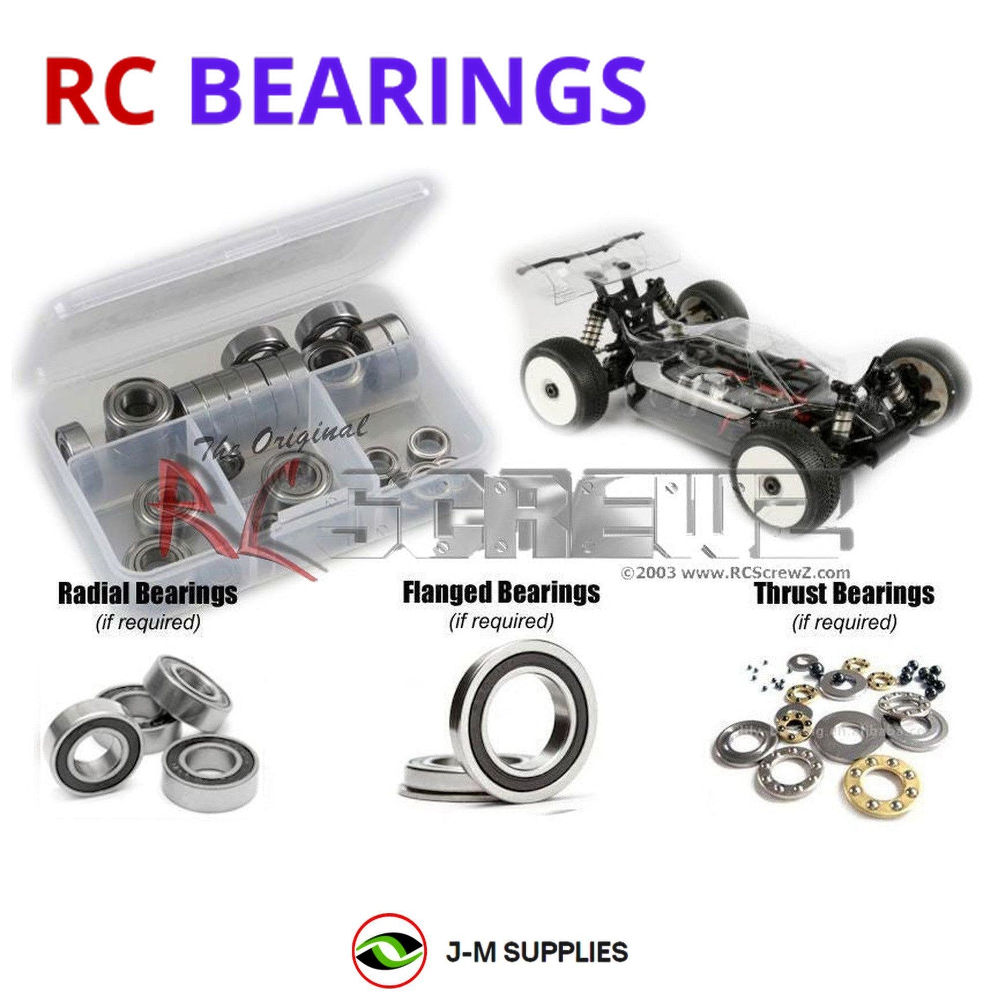 RCScrewZ Rubber Shielded Bearing Kit hot035r for HotBodies D817e 1/8th - Picture 1 of 12