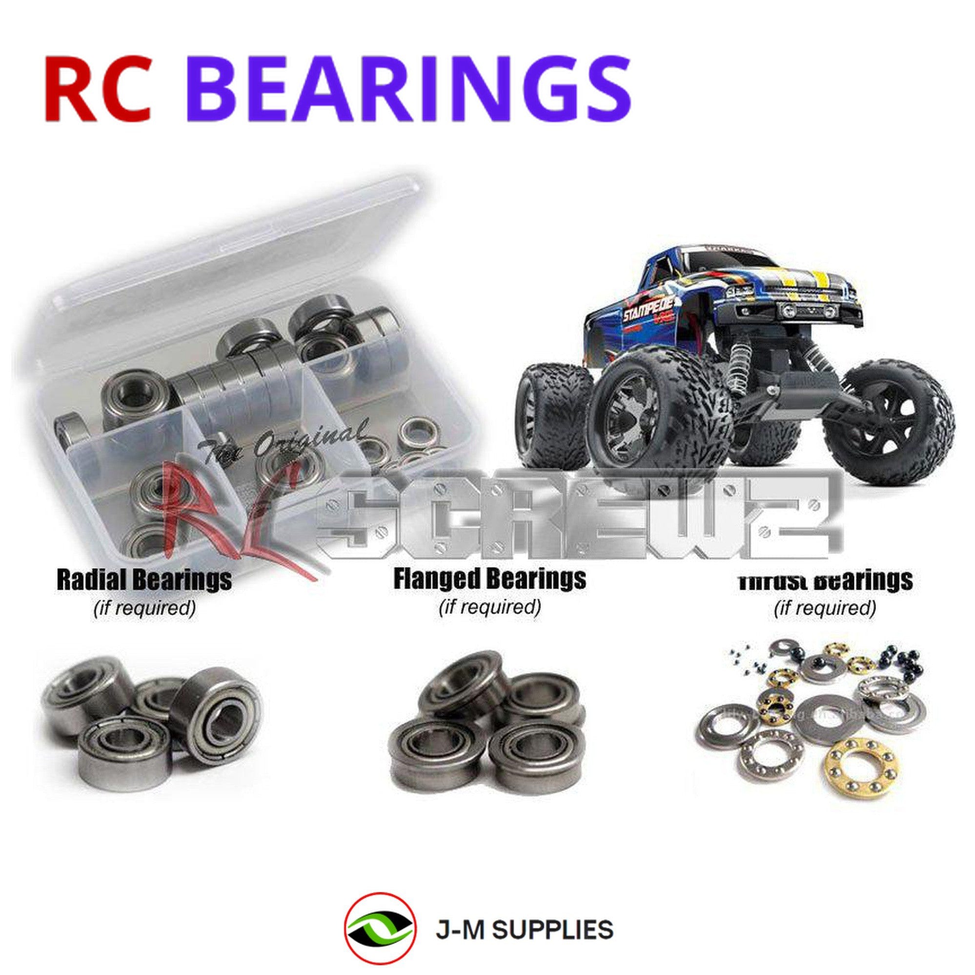 RCScrewZ Metal Shielded Bearing Kit tra024b for Traxxas Stampede VXL #3607/6708 - Picture 1 of 12